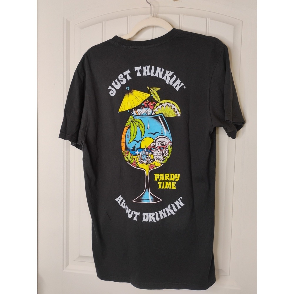PARDY TIME Just Thinking about Drinkin Men's Sz Medium T-shirt NWT Skull